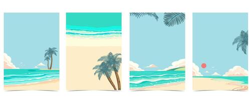 spiaggia sfondo con mare, sabbia, cielo.illustrazione per a4 pagina design vettore