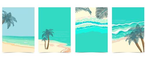 spiaggia sfondo con mare, sabbia, cielo.illustrazione per a4 pagina design vettore