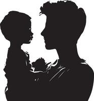 padre e figlio silhouette isolato su bianca sfondo. Il padre di giorno concetto. vettore