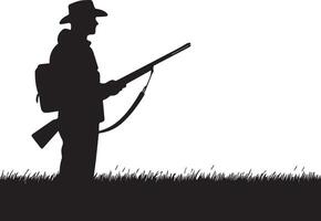 a caccia uomo silhouette impostare. a caccia uomo con pistola vettore