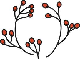 un' nero e bianca disegno di un' frondoso ramo con fiori vettore