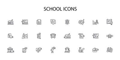scuola icona impostato..modificabile tratto.lineare stile cartello per uso ragnatela design,logo.simbolo illustrazione. vettore