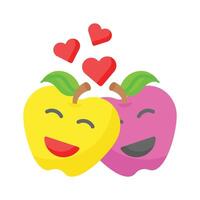 romantico coppia emoji disegno, pronto per premio uso vettore