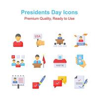 visivamente attraente icone impostato di presidenti giorno, pronto per uso nel il tuo siti web e mobile applicazioni vettore