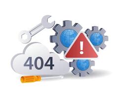 riparazione sistema errore 404, 3d piatto isometrico illustrazione Infografica vettore