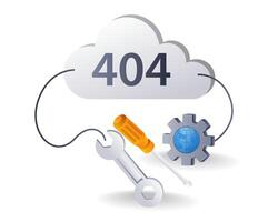 riparazione errore codice 404 tecnologia sistema, piatto isometrico 3d illustrazione Infografica vettore