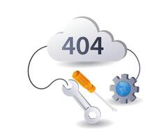 404 errore riparazione sistema, 3d piatto isometrico illustrazione Infografica vettore