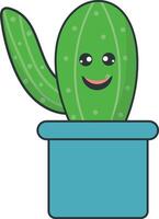 kawaii in vaso cactus con cartone animato stile. isolato su bianca sfondo. vettore