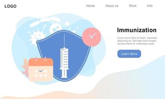 vaccinazione, tempo di vaccinazione e campagna di immunizzazione. assistenza sanitaria, cure mediche e protezione da virus, malattie e malattie. illustrazione vettoriale piatta per modello web, banner, infografica