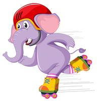 Un elefante che gioca a roller skate vettore