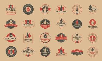 il retrò impostato di alcool gratuito logo nel un' illustrazione. grande collezione badge vettore