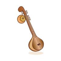illustrazione di bellissimo sitar classico musica strumento vettore