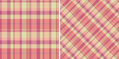 tessile senza soluzione di continuità struttura di sfondo modello con un' tessuto tartan dai un'occhiata plaid. impostato nel tramonto colori. superiore moda tendenze per il anno. vettore