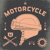 manifesto di Vintage ▾ gara motociclo casco. retrò vecchio scuola impostare. illustrazione. vettore