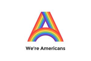 arcobaleno lettera un' e testo noi siamo Gli americani vettore