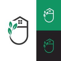 moderno minimalista giardino Casa logo per paesaggio, prato cura attività commerciale, azienda, rivenditore, eccetera. vettore