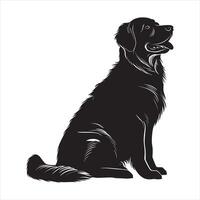 piatto illustrazione di d'oro cane da riporto cane silhouette vettore