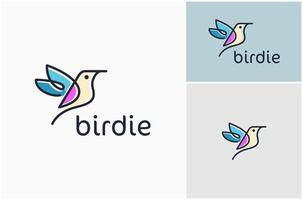 colibrì volante uccello astratto uno linea arte creativo colorato logo design illustrazione vettore