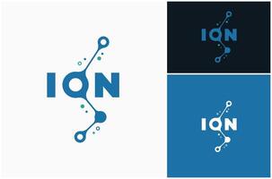 ione atomo cellula isotopo molecola scienza tecnologia testo marchio di parole logo design illustrazione vettore
