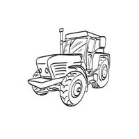 trattore illustrazione vettoriale isolato su sfondo bianco line art.