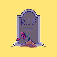 lapide cimitero cartone animato icone illustrazione. piatto cartone animato concetto. adatto per qualunque creativo progetto. vettore