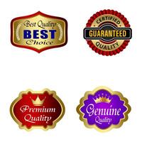 impostato di qualità badge e etichette design elementi. d'oro distintivo etichette e alloro retrò Vintage ▾ collezione. emblema premio lusso logo nel retrò stile modello badge collezione. vettore