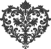 silhouette focolare forma barocco ornamento con filigrana floreale elemento nero colore solo vettore