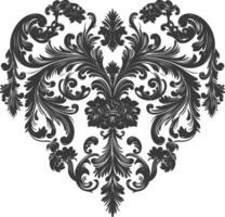 silhouette focolare forma barocco ornamento con filigrana floreale elemento nero colore solo vettore