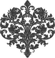 silhouette focolare forma barocco ornamento con filigrana floreale elemento nero colore solo vettore