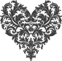 silhouette focolare forma barocco ornamento con filigrana floreale elemento nero colore solo vettore