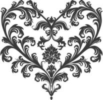 silhouette focolare forma barocco ornamento con filigrana floreale elemento nero colore solo vettore