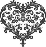 silhouette focolare forma barocco ornamento con filigrana floreale elemento nero colore solo vettore