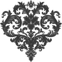 silhouette focolare forma barocco ornamento con filigrana floreale elemento nero colore solo vettore