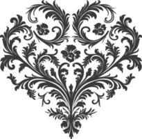 silhouette focolare forma barocco ornamento con filigrana floreale elemento nero colore solo vettore