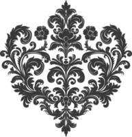 silhouette focolare forma barocco ornamento con filigrana floreale elemento nero colore solo vettore