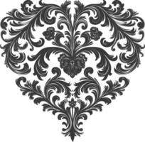 silhouette focolare forma barocco ornamento con filigrana floreale elemento nero colore solo vettore