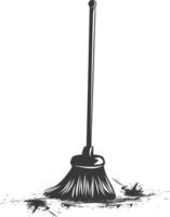 silhouette scopa pulizia attrezzo nero colore solo vettore