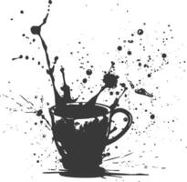 silhouette caffè tazza macchie nero colore solo vettore