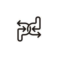 lettera pd connesso frecce indicazioni logo vettore