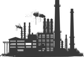 silhouette industriale edificio fabbrica nero colore solo vettore