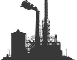 silhouette industriale edificio fabbrica nero colore solo vettore