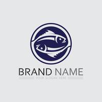 pesce e pesca logo acquatico design animale illustrazione vettore