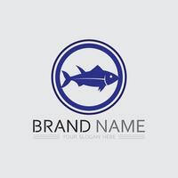 pesce e pesca logo acquatico design animale illustrazione vettore