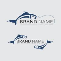 pesce e pesca logo acquatico design animale illustrazione vettore