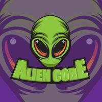illustrazione arte aliena mascotte verde