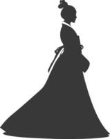 silhouette indipendente coreano donne indossare hanbok nero colore solo vettore
