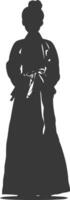 silhouette indipendente coreano donne indossare hanbok nero colore solo vettore