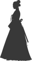 silhouette indipendente coreano donne indossare hanbok nero colore solo vettore