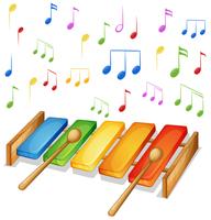 Xilofono con sfondo di note musicali