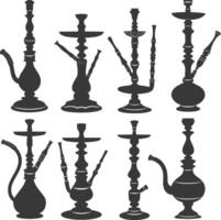 silhouette desarj Turco narghilè tradizionale shisha nero colore solo vettore